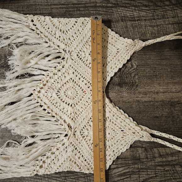 NWT C & V Chelsea & Violet Crochet Tank Top Cream Size Large - Picture 5 of 6